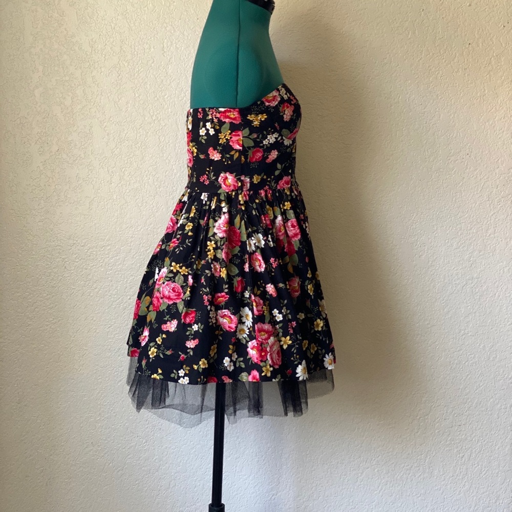 SOLD floral black ruffle minidress sz S - Picture 5 of 8